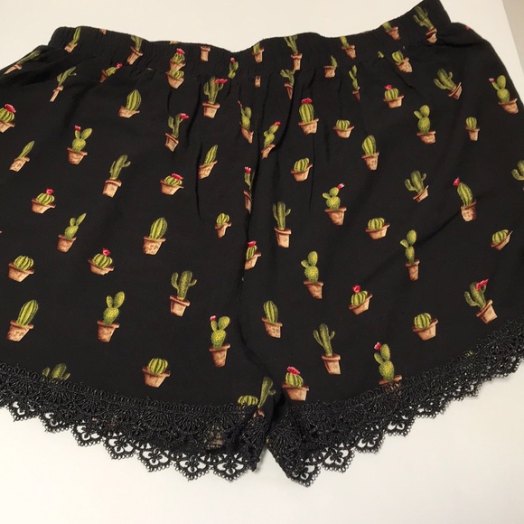 Allegra K Pants - Allegra K flowy cactus shorts with lace hem